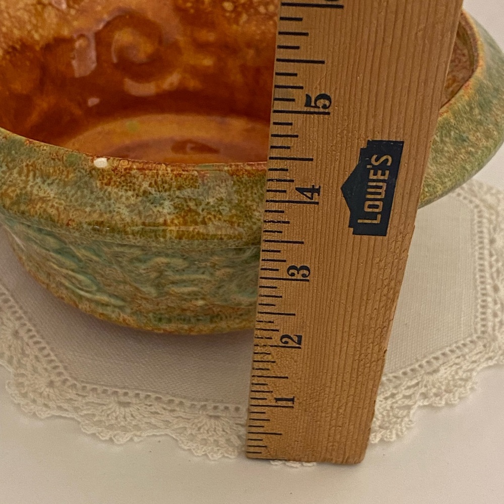 Haeger USA Planter 256 Round Brown Green Clay White Drip Glaze Ceramic Pottery - Picture 4 of 4